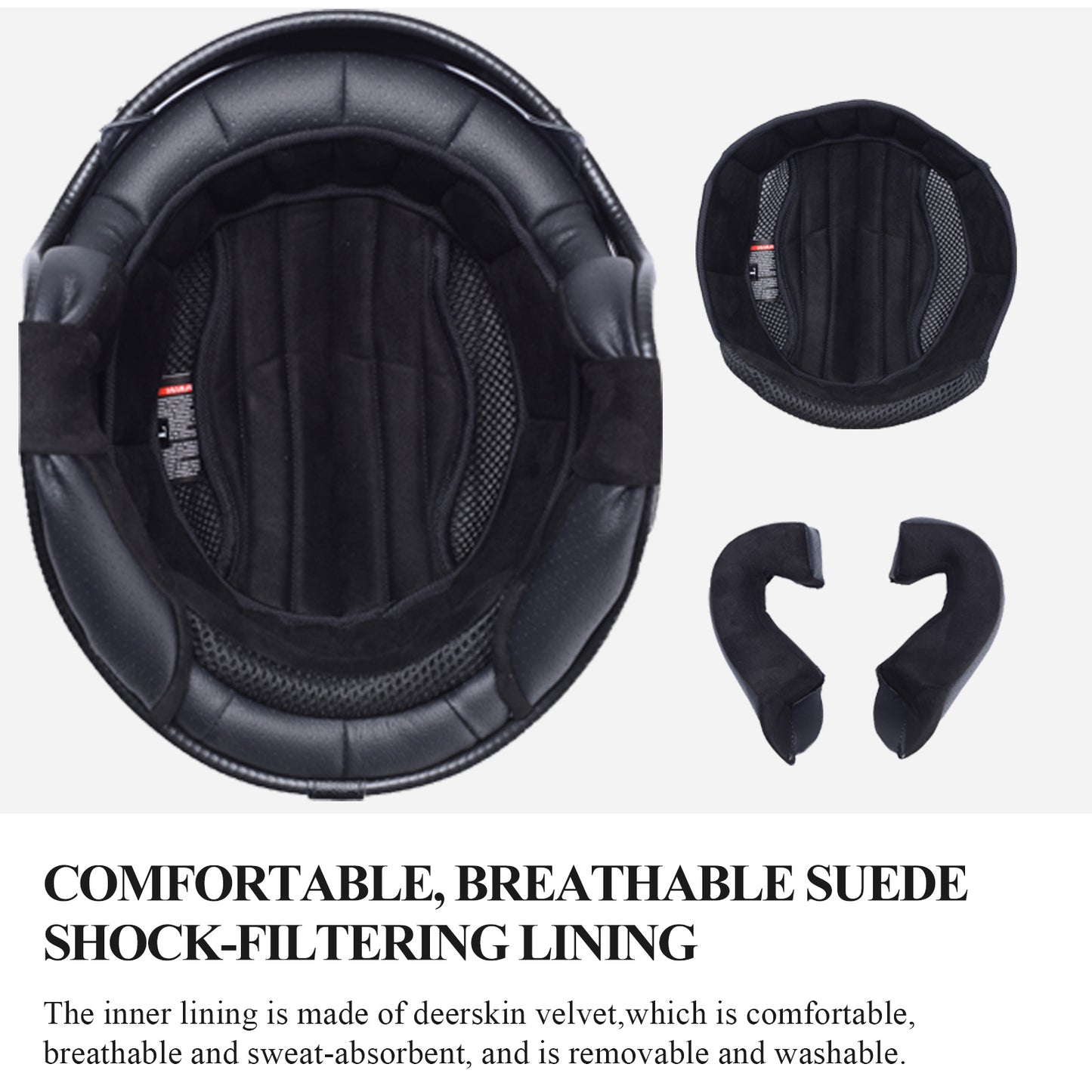 Kaese Carbon Fiber Open Face Retro 3/4 Motorcycle Helmets with Sun Visor Men Women Half Face Helmets for Motorbike Cruiser Chopper Moped Scooter ATV