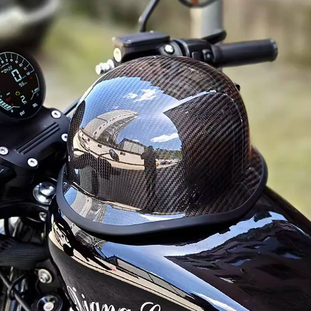 kaese Vintage Motorcycle Half Helmets, Carbon Fiber Open Face Retro Motorcycle Helmets, German Style Half Shell Dot Helmet