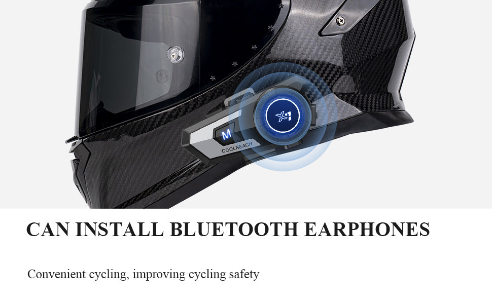 Kaese Carbon Fiber Full Face Motorcycle Helmets with Spoiler Sport Touring Street Motorcycle Helmet - Bluetooth Ready Speaker Pockets