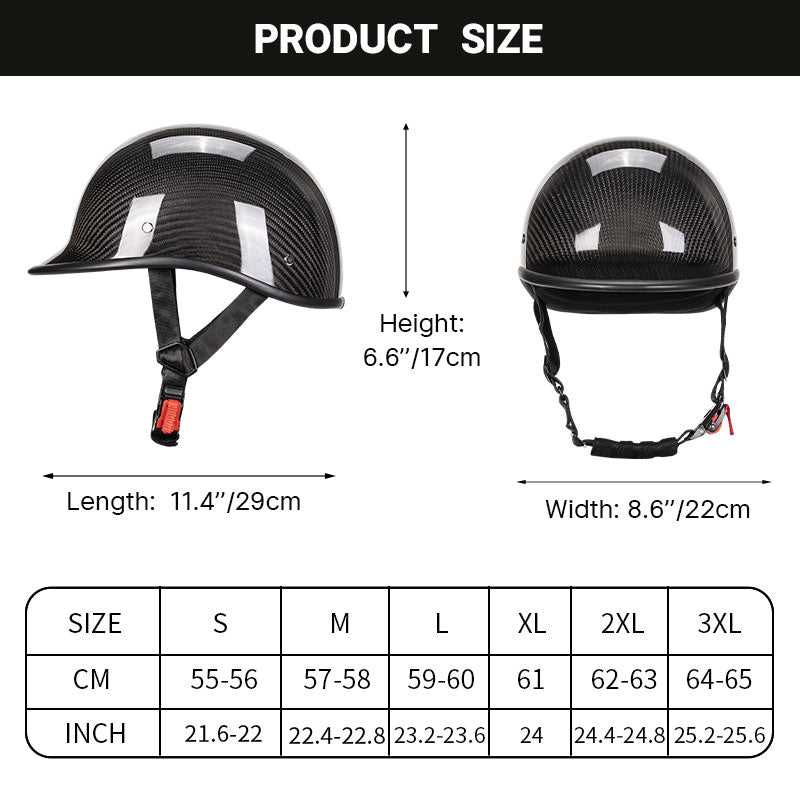 carbon fiber novelty motorcycle helmets KAESE Vintage Motorcycle Half Shell Lightweight Carbon Fiber Open Face – kaese helmet store