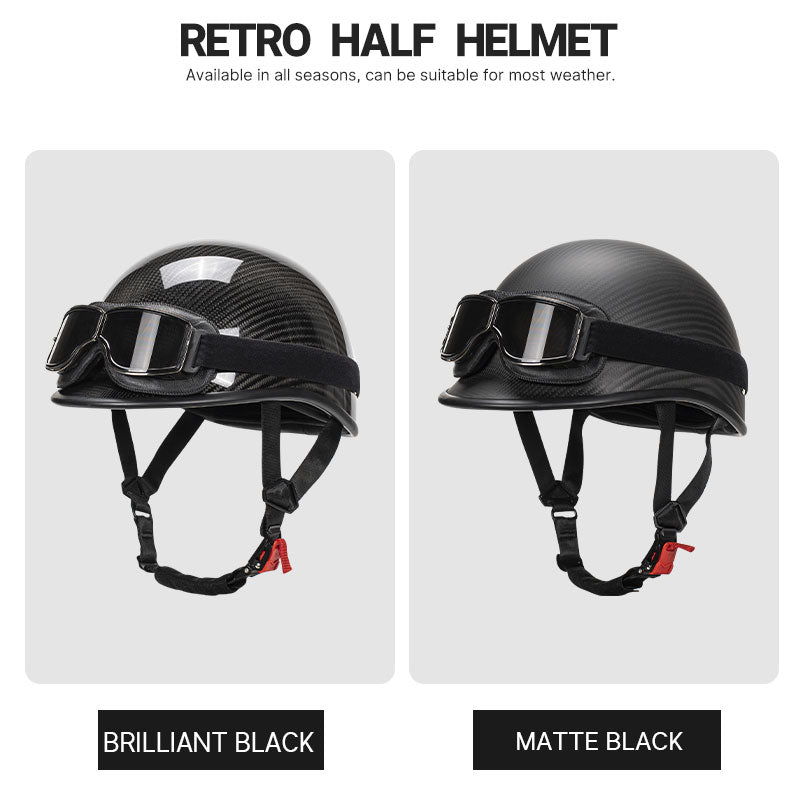 carbon fiber motorcycle half helmets KAESE Vintage Motorcycle Half Shell Lightweight Carbon Fiber Open Face – kaese helmet store